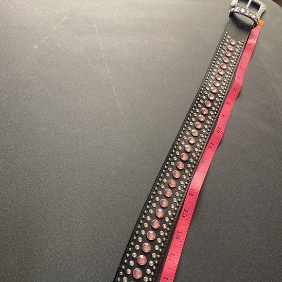 Western black belt with clear and pink stones - Picture 9 of 10